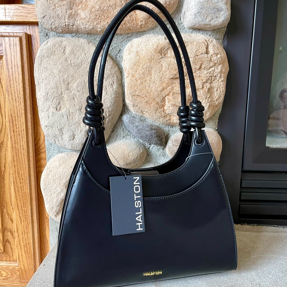 Halston Faye Black Hobo Shoulder Bag - Picture 6 of 12